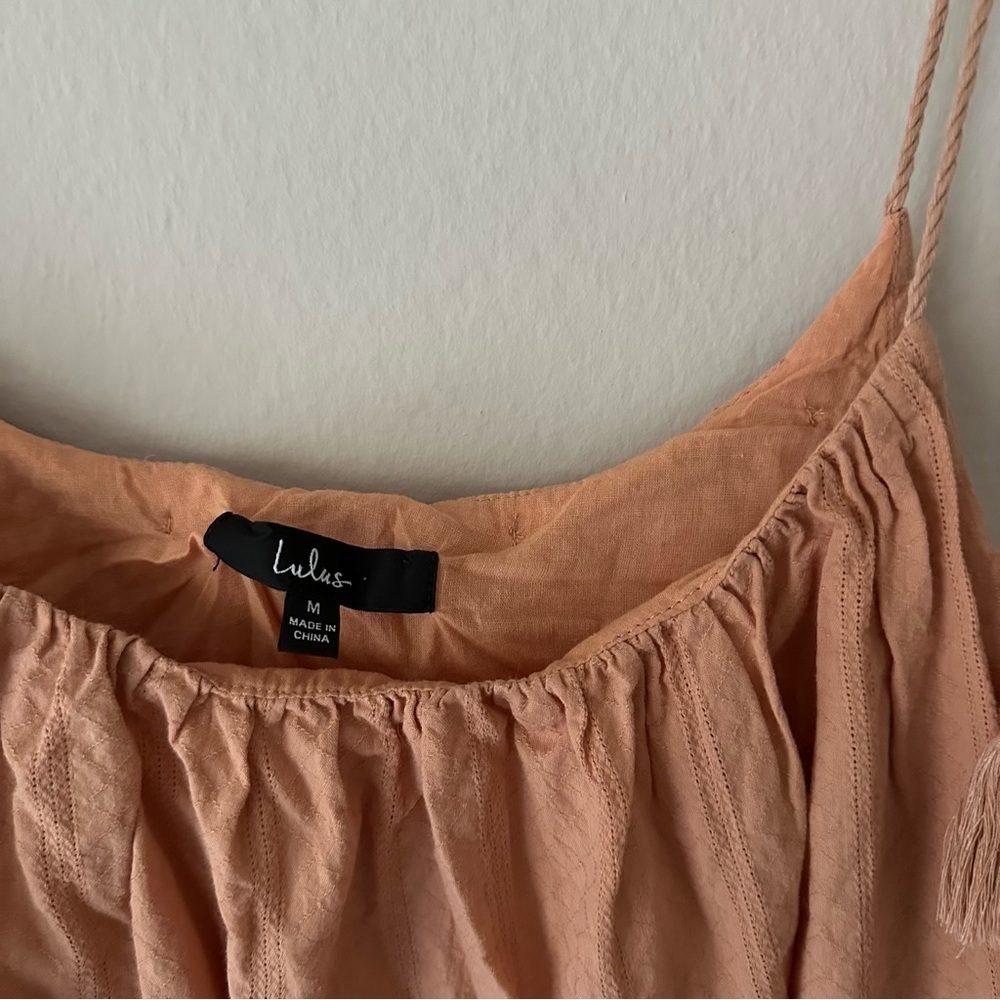 Lulus Dreaming of Sunshine Tassel Tie Strap Bohemian Coastal Tunic Dress Size M - Picture 5 of 10